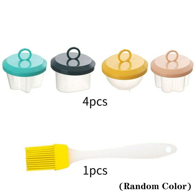 Ensemble de 4 pièces/ensemble pocheuses à œufs en plastique, cuiseur à œufs de cuisine, outils, moule à œufs avec couvercle, brosse, crêpière
