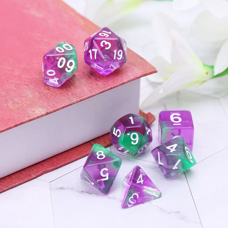 Juego de mesa D4 D6 D8 D10 D12 D20 Dungeons &amp; Dragon D &amp; D RPG Poly, 7 piezas
