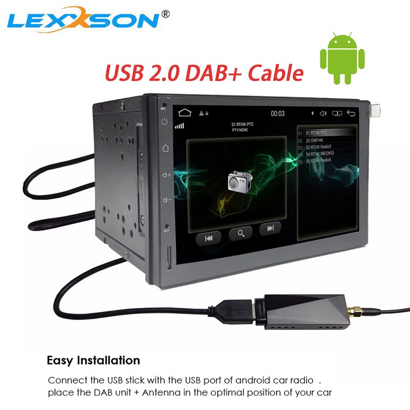 Europe Universal USB cable dab+ Antenna dongle For android Car dvd radio support DAB band III 174.0MHz-239.0MH Digital Audio RDS