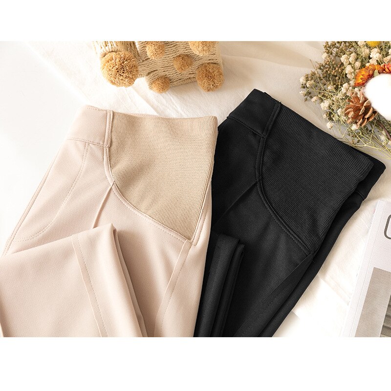 Length Thin Wide Leg Maternity Pants Elastic Waist Belly Trousers Clothes for Pregnant Women Formal Work Pregnancy