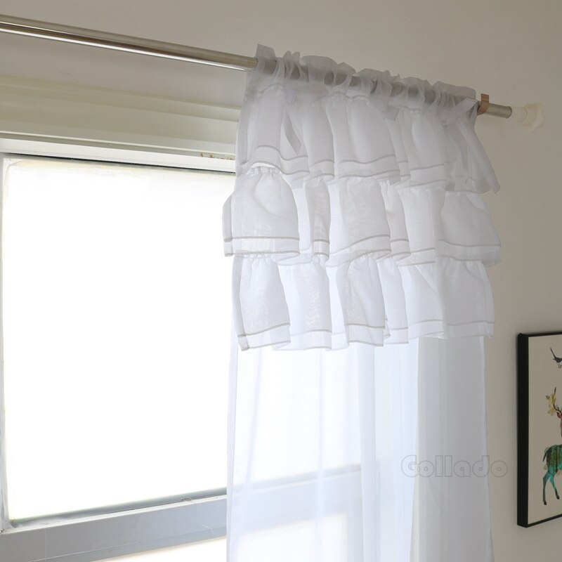 Voile gordijn van textiel met plooien en strikken