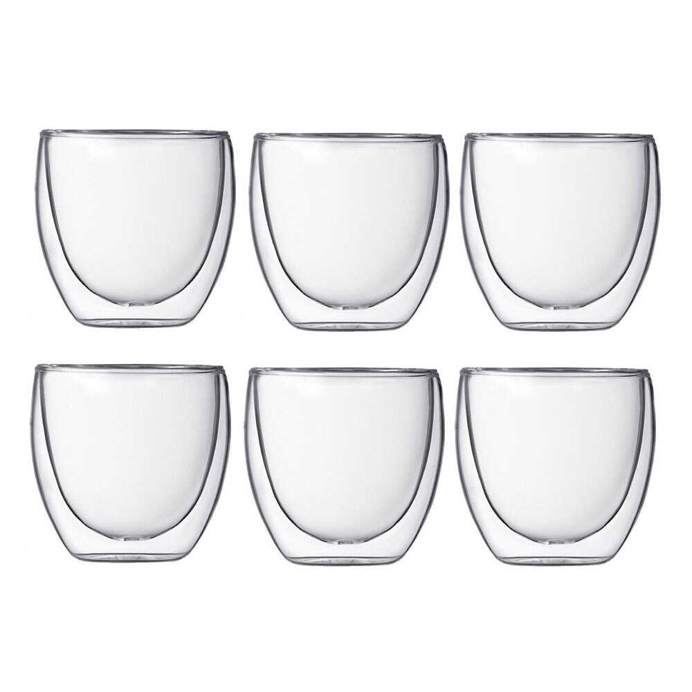 Double Walled Clear Glass Mugs 6Pcs Sets Wine Espresso Coffee Tea Cups Thermal Tumbler Glasses Glassware Beer Cup: 6PCS 80ml