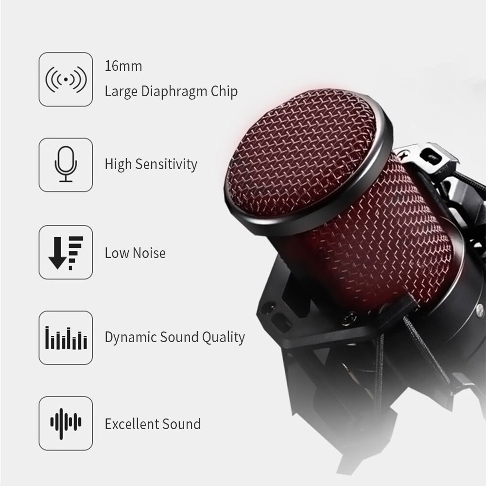 Profession studie mikrofon til pc computer optagelse hjem karaoke kit kondensatormikrofon med phantom power voice changer