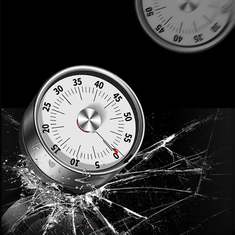 Stainless Steel Visual Timer Mechanical Kitchen Timer Mechanical Round Countdown Magnetic Clock Timer with Loud Alarm 60 Minute