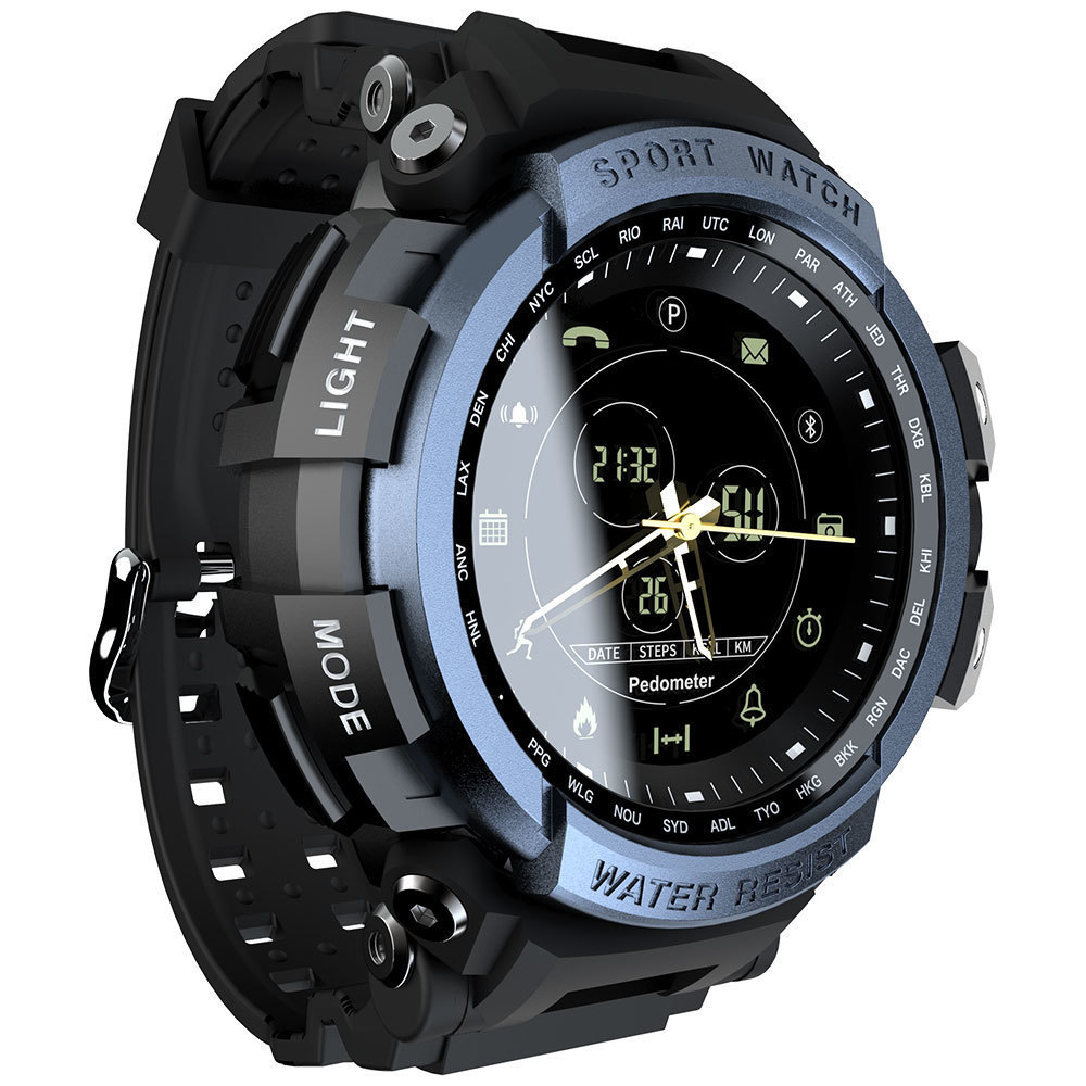 LOKMAT SmartWatch Sport Schrittzähler Bluetooth 50M Wasserdichte Informationen Erinnerung Digitalen Männer Smart Uhr Für Ios Und Android: Blue