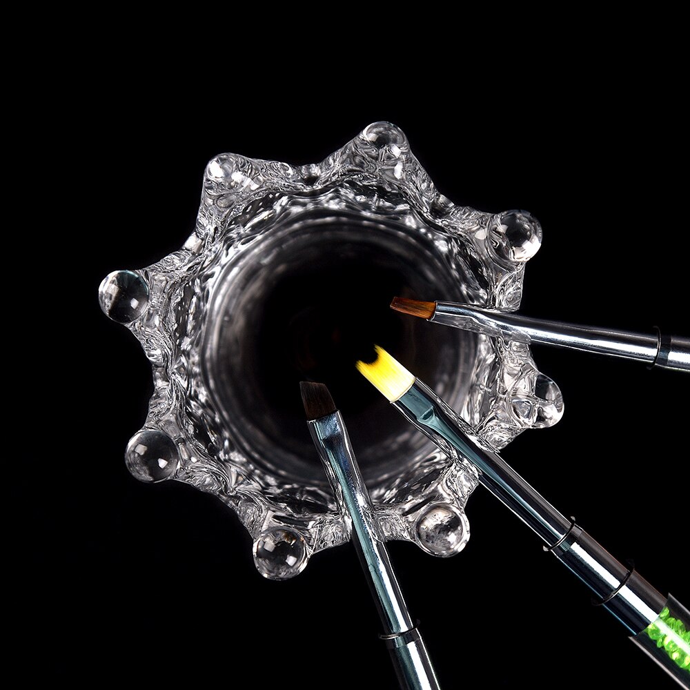 1pc Crown Nail Brush Displayer Stand Acrylic Liquid Powder Glass Dappen Dish UV Gel Painting Pen Displayer Holder Manicure Tool