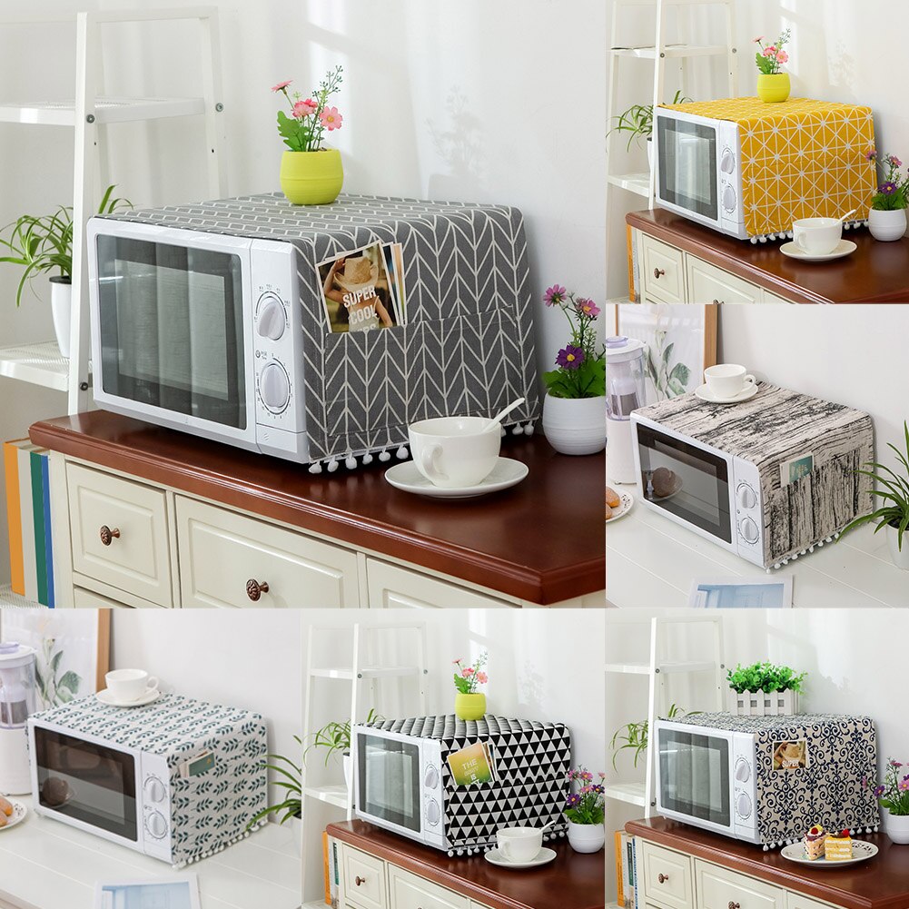 30x90cm Stampa Antipolvere con Tasche Laterali Complementi Arredo Casa Forno A Microonde Accessori di Copertura Universale Elettrodomestico Da Cucina di Cotone di Tela