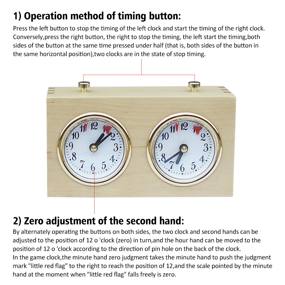 Wooden Multifunction Tournament Countdown Compact Portable Timing Tools Chess Clock Analog Accurate Board Game Mechanical