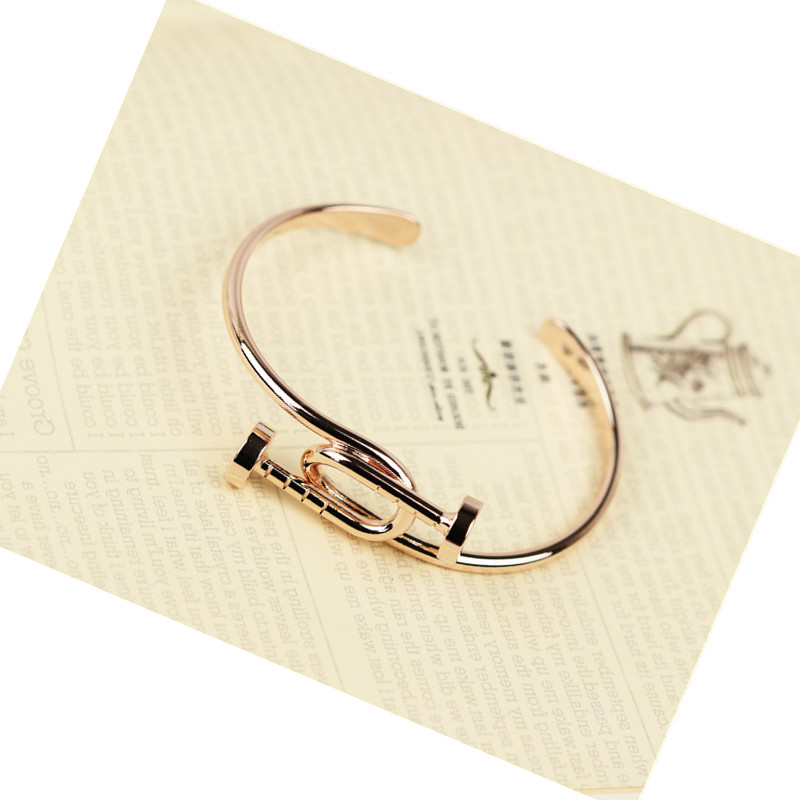 The oval opening Super beautiful Non-mainstream exaggerated personality open bangle bracelet plating rose gold