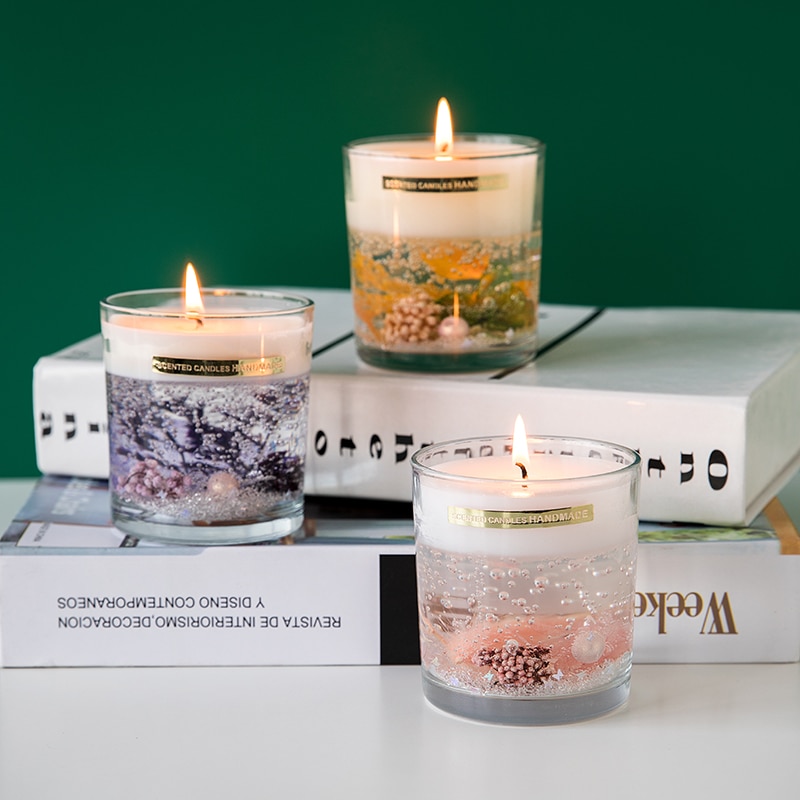 Ewige Leben Blume Duft Kerzen für Mädchen Kreative Souvenir Glas Tassen Gel Wachs Blume in Kerze