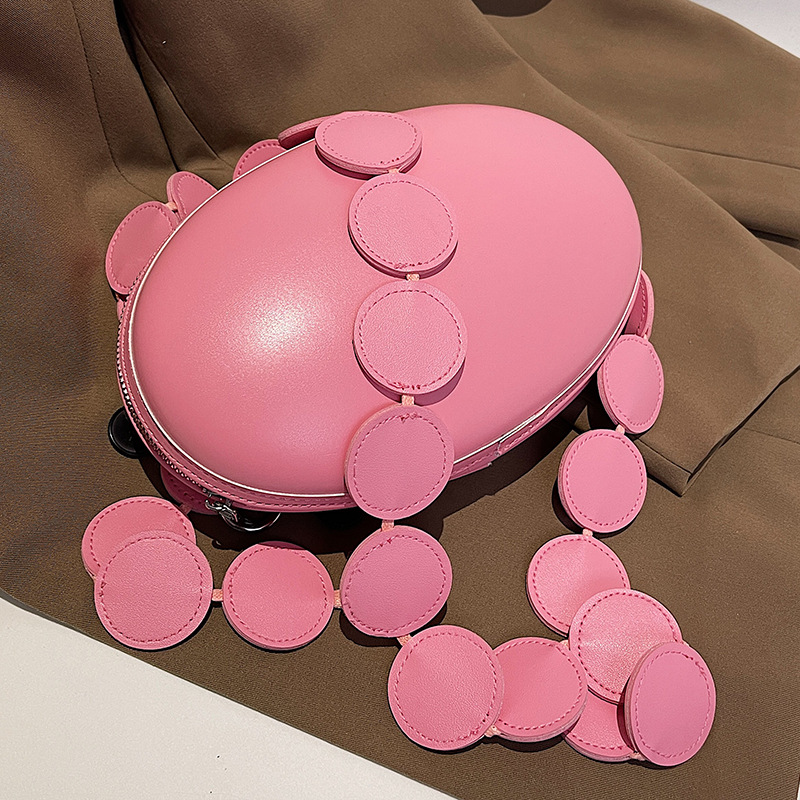 Bolso de hombro con forma de huevo para mujer, bandolera Circular ovalada con correa para el hombro, bolso de mano redondo