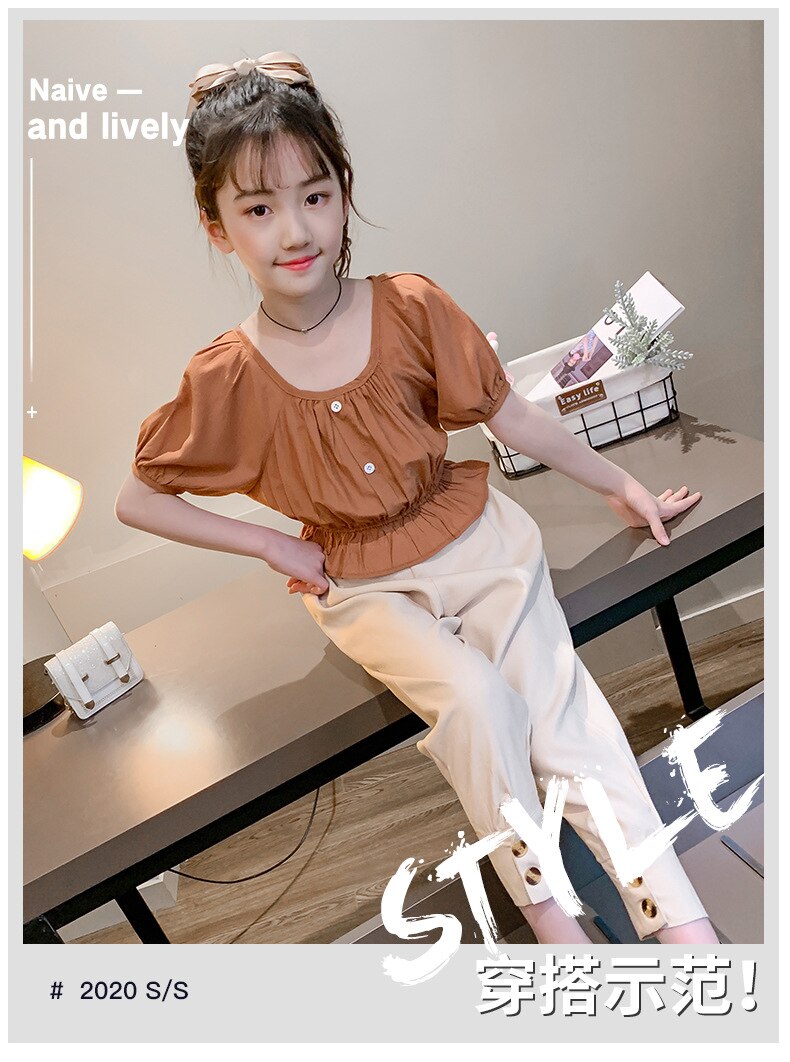Conjunto de Ropa para Niñas, conjunto de blusa y pantalones, 2 piezas, 8, 10,