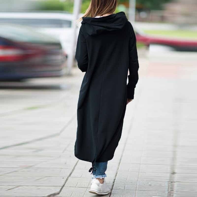 Gabardina con capucha y manga larga para otoño, abrigo largo de terciopelo negro con cremallera, talla grande 5xl, abrigo para mujer, ropa de abrigo