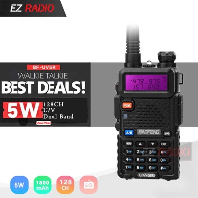 Baofeng UV-5R Walkie Talkie Dual Band 2 Manier Cb Ham Radio UV5R 5W Vhf Uv 5R Hf Transceiver uv 82 Snelle Levering Van Polen Eu: Black