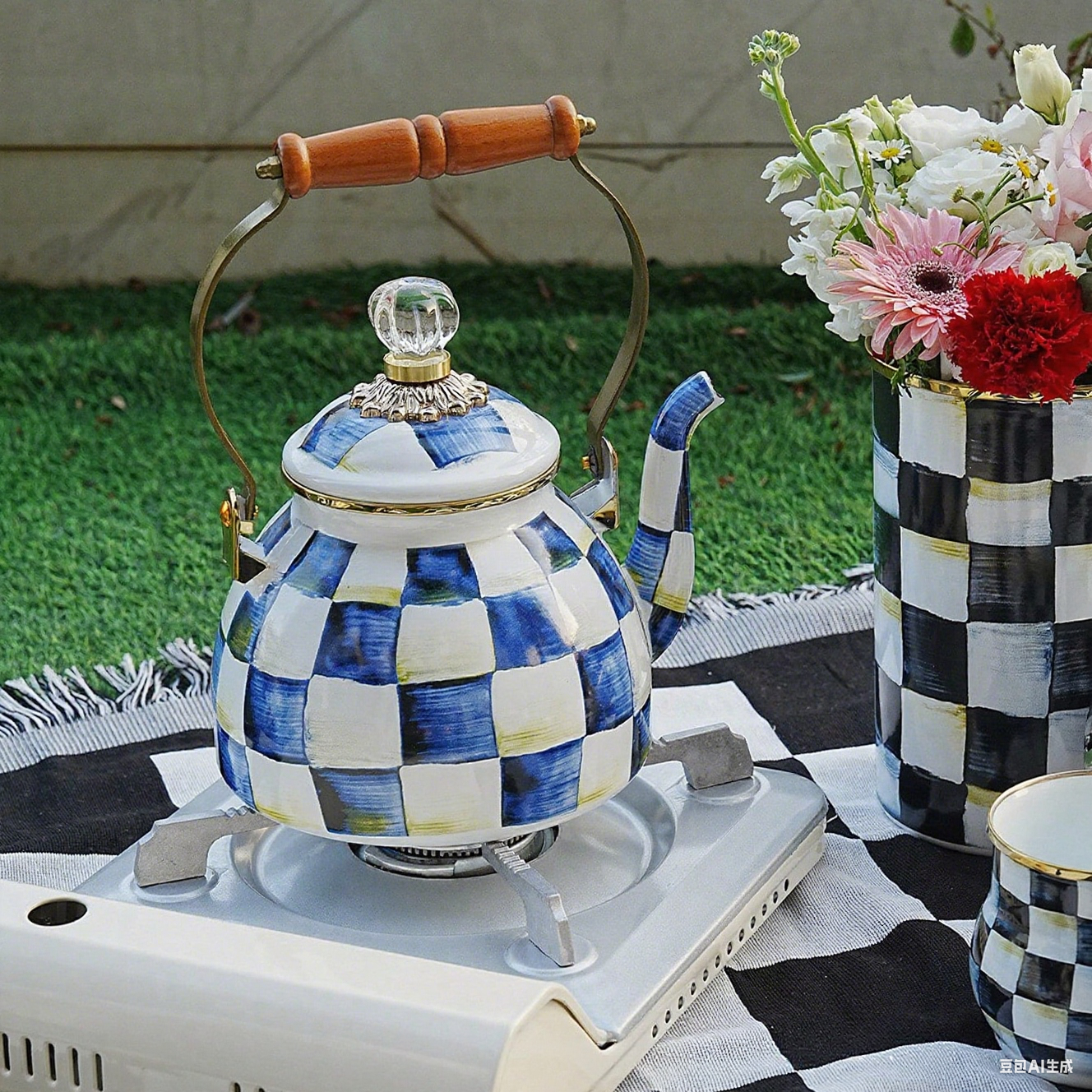 Tetera esmaltada de 2,5 cuartos, tetera esmaltada Vintage, estufa para agua, café, tetera, decoración de cocina para el hogar con mango