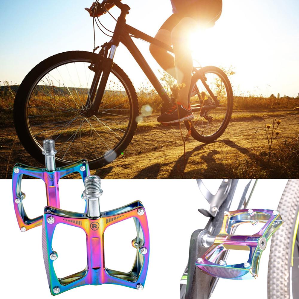 Pédales de vélo arc-en-ciel pédales de vélo de montagne ultralégères anti-dérapant en alliage d'aluminium roulement vtt vélo pédale accessoires de vélo