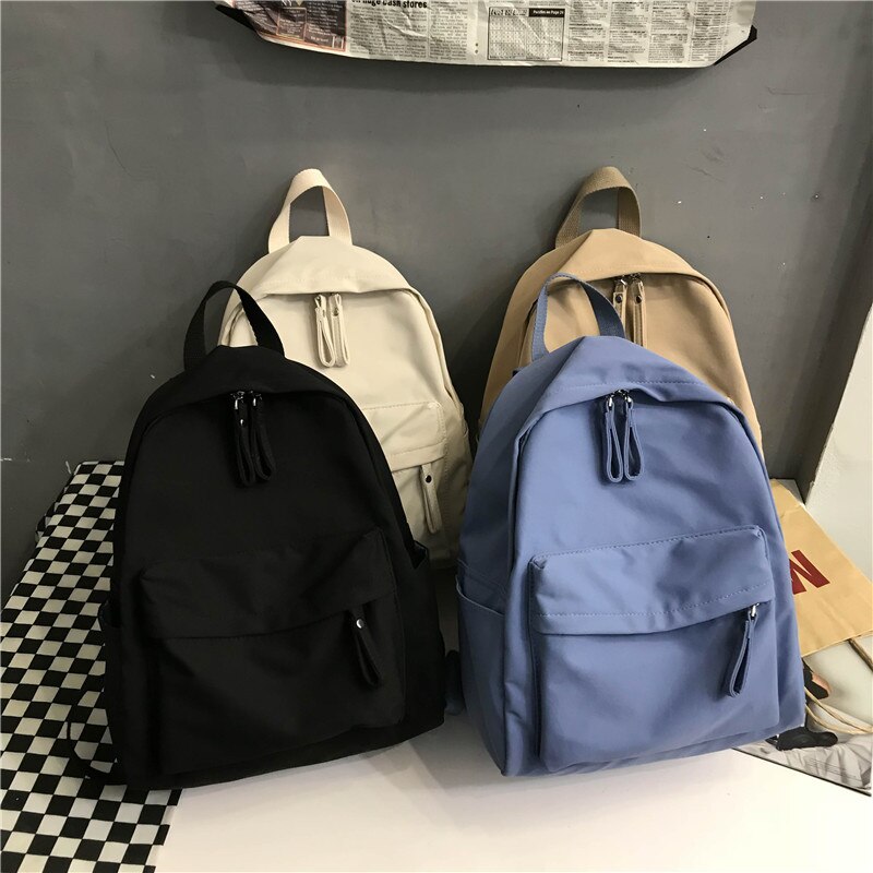 Mochila de lona para mujer, morral escolar de Color sólido para chicas adolescentes, bolsos de hombro escolares para estudiantes