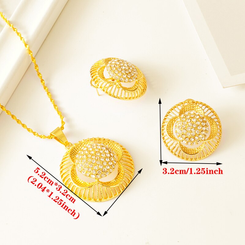 Ethiopian set Jewelry Necklace Earrings Gold Color African Bridal sets Habesha Eritrea Wedding Sudan