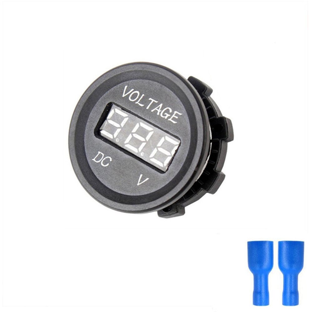 Auto Motorrad Voltmeter DC 5-48V Mini Digital WaterproofLED Tafel Tester Anzeige Runde Volt Meter Messgerät: Weiß