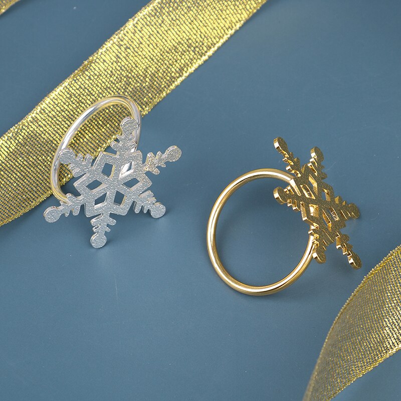 6 Pcs Christmas Snowflake Shaped Napkin Rings Dinning Table Setting Christmas Snowflake Napkin Button Napkin Ring