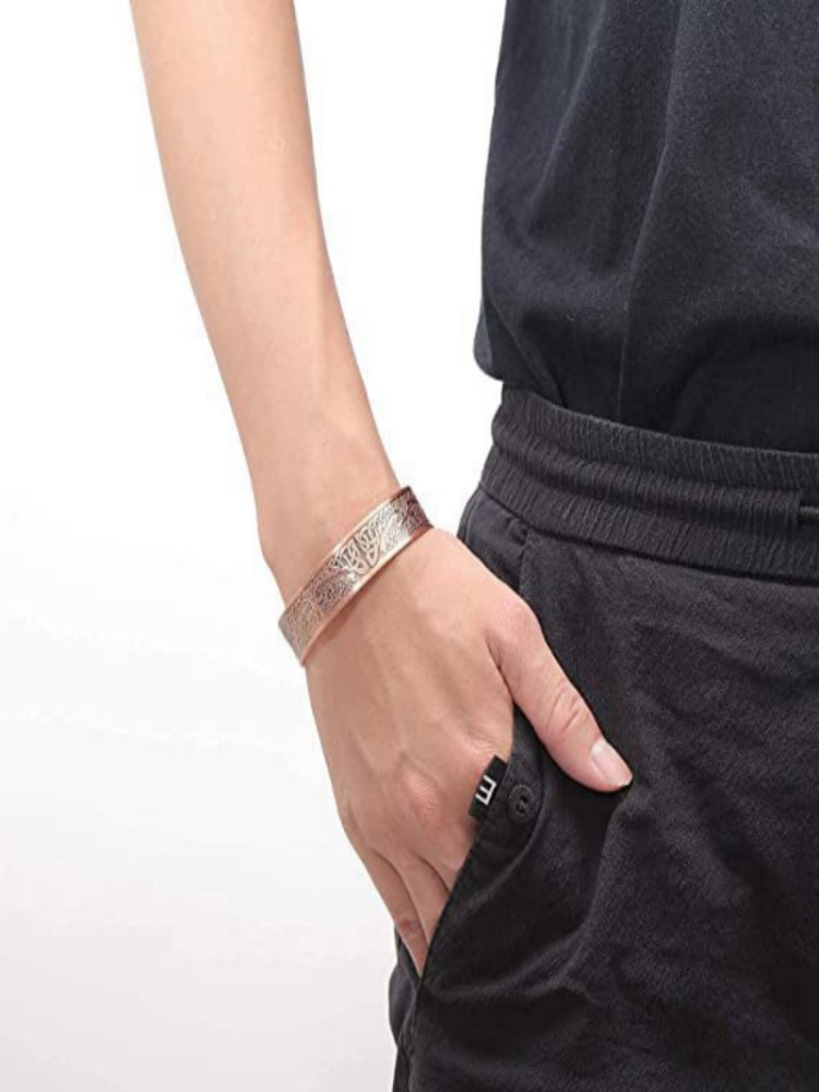 Cross Border Life Tree Pattern Alloy Bracelet Retro European and American Style Open Magnetic Energy Men's Bracelet