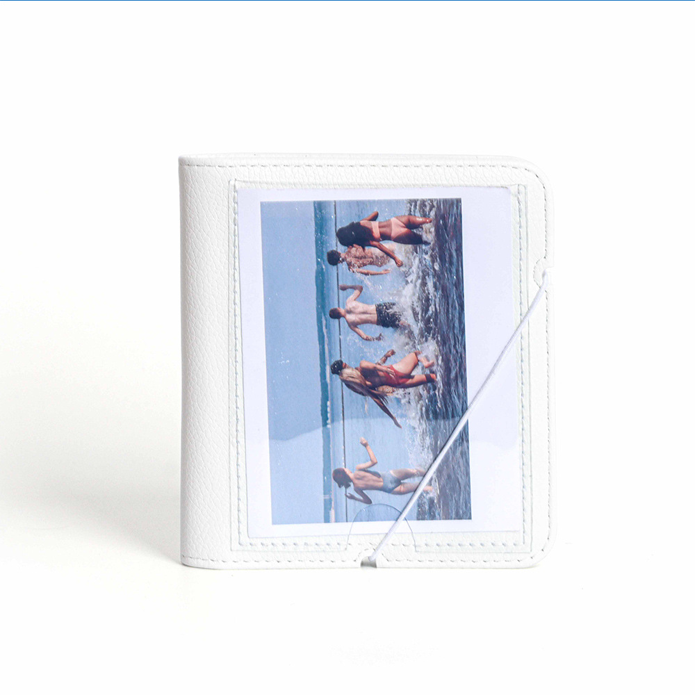 Album photo portable en cuir PU, 28 poches, compatible avec Polaroid iType/600/SX70 et Fujifilm Instax Wide 210/300/400,: WHITE