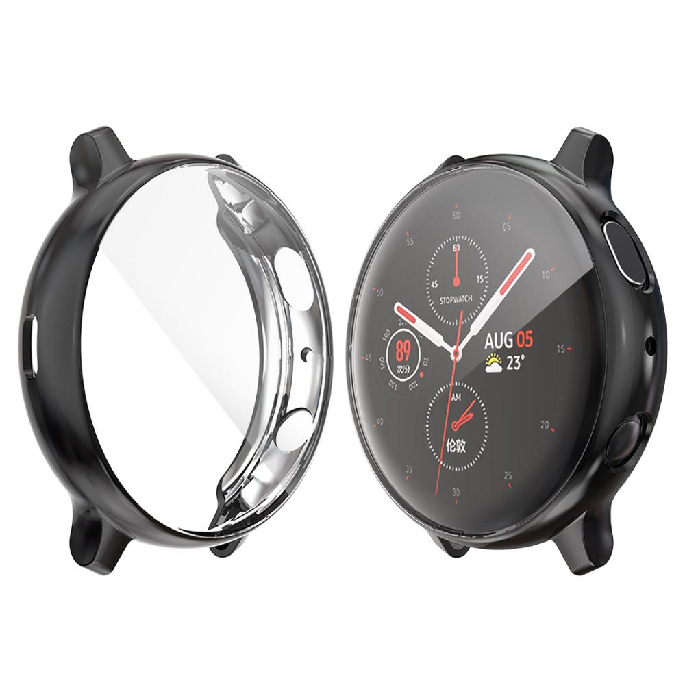 Voor Samsung galaxy watch actieve 2 40mm 44mm bumper volledige dekking zachte TPU siliconen Screen Protection cover galaxy watch case: Black / Active 2 40mm