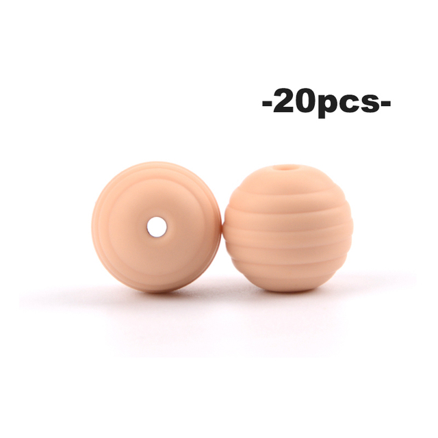 LOFCA – perles de dentition en Silicone pour bébé, 20 pièces, en spirale, rondes de alimentaire, 15mm, DIY, perles filetées sans BPA, anneaux de dentition pour bébé: GRIS FONCÉ