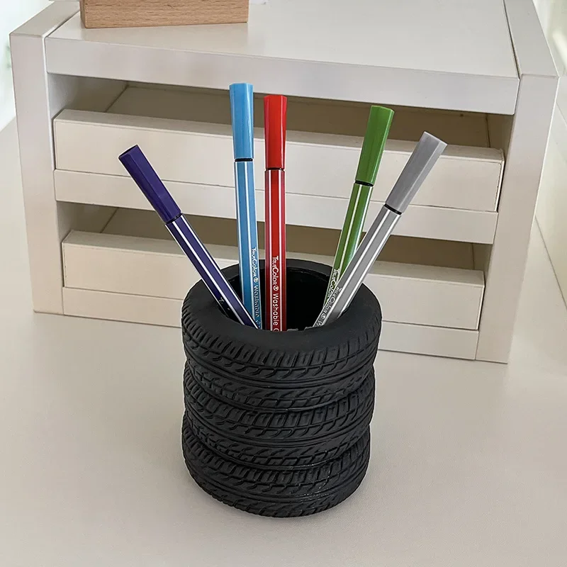Tire Shaped Pen Holder - Unique Office Desk Organizer Office Supplies Desktop Multifunctional Storage Decorations