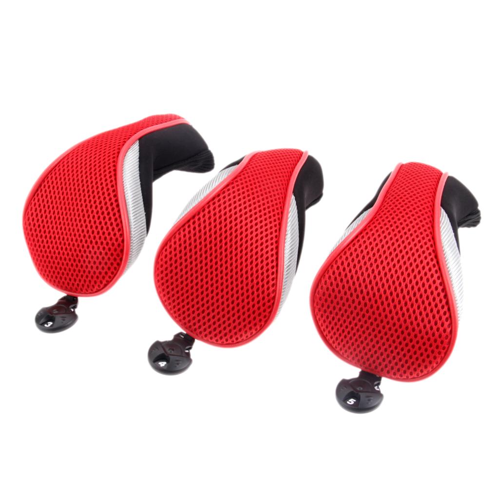 SURIEEN 3 Pcs/Set Golf Club Head Cover Golf hybrid club Headcovers Golf Head Covers Protect Set 6 Colors Choose: Red