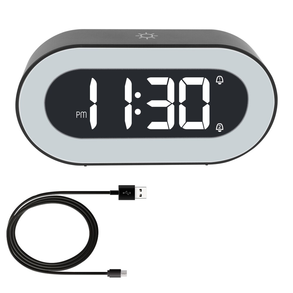 Muziek Tafel Klok Usb Aangedreven Nachtlampje Met Touch Snooze Elektronische Desktop Klok Digitale Wekker: Black