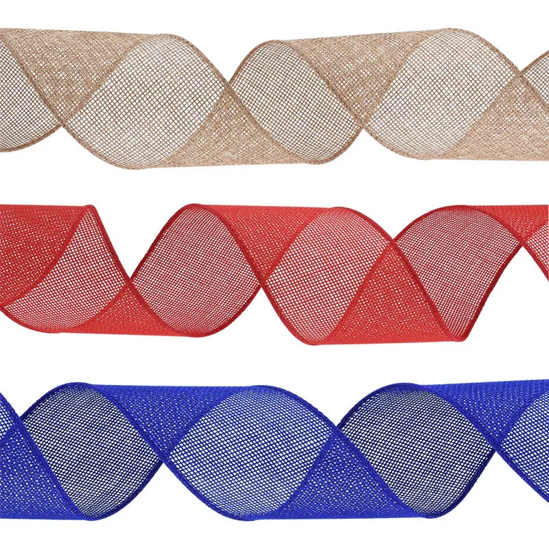 10 meter 63mm säckvävsband trådband enfärgat tygband för gör-det-själv-pyssel julklappsband krans festdekor