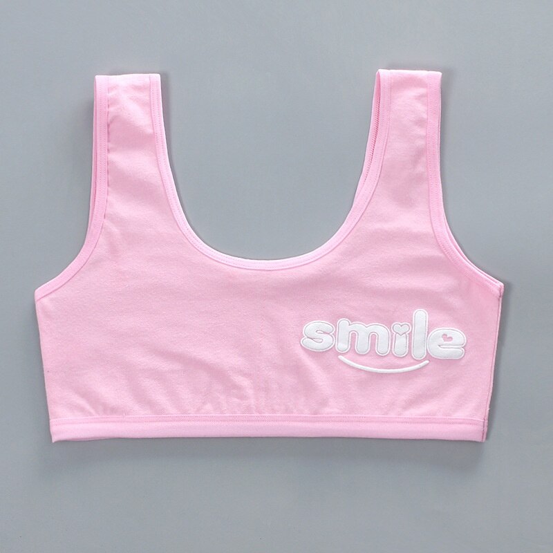 1PC Teen Bra Girl Vest Cotton Spandex Big Girl's Sport 7-14 Years Adolescente Kids Underwear Letter Vest: Pink