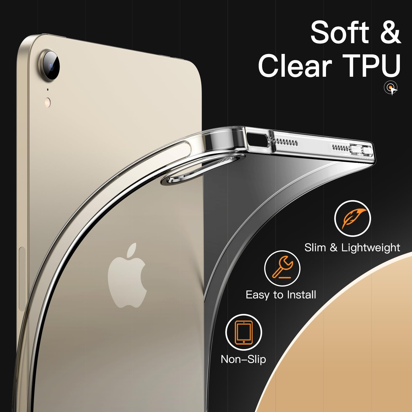 Capa transparente para iPad mini 7/(A17 pro) 2024 Capa protetora anti-impacto TPU anti-queda para iPad mini 6 2021 (8,3 polegadas)