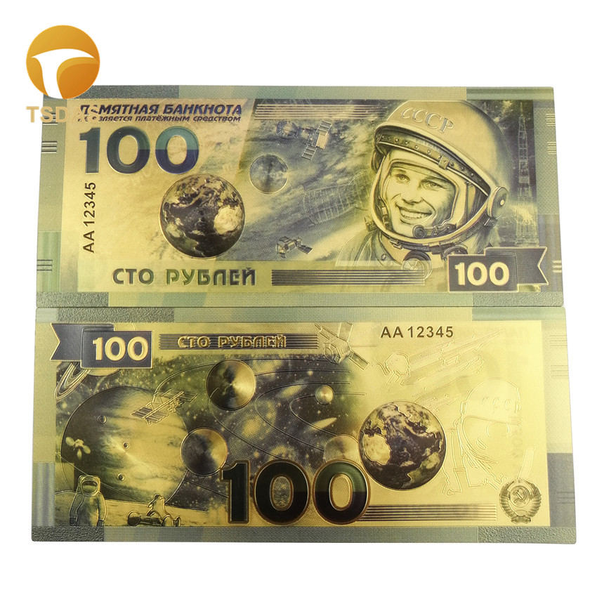 Guldfolieseddel russisk 100 rubler 24k guldseddelindretning samlersedler til indsamling: 13