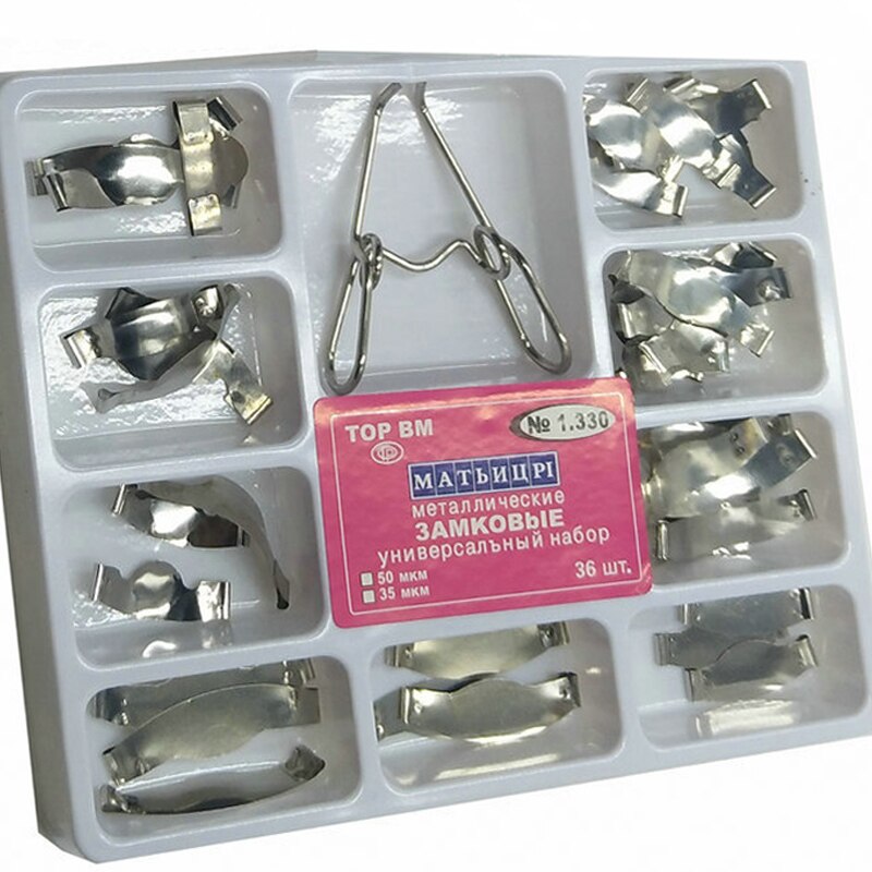 Tandmatrix med springclip nr. .1.330 sektionsformede metalmatricer fuldt sæt tænder udskiftning dentsit værktøjer: 1 pakke 1330