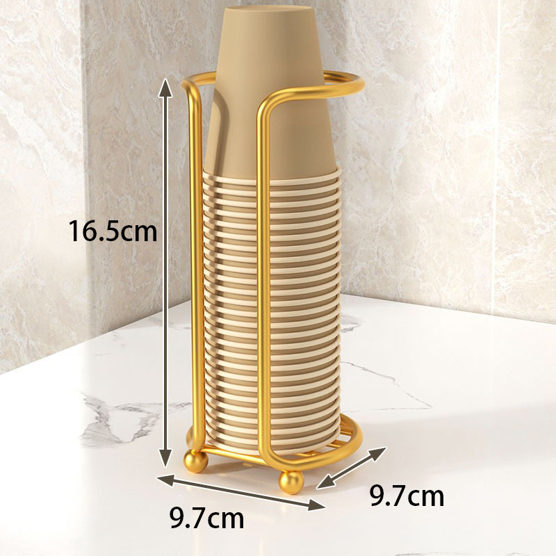 Cup Storage Holder Luxury Disposable Cup Support Frame Household Kitchen Paper Cup Holder Tea Cups Dispenser Kitchen Gadget: GRAY