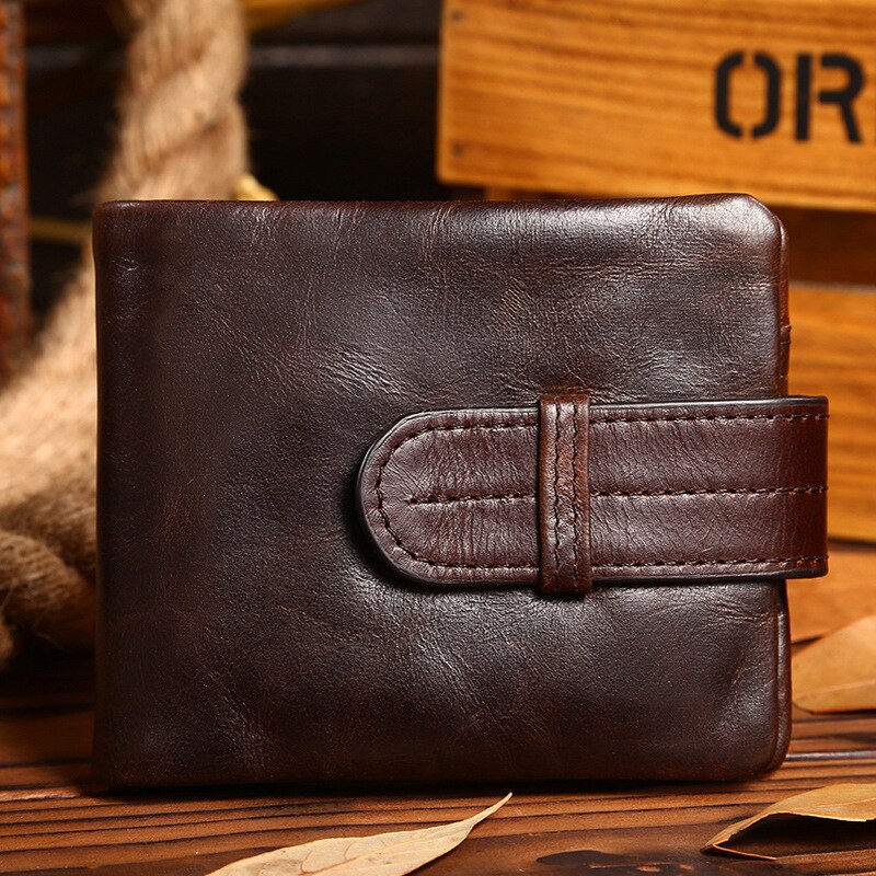 Cartera para hombre, estilo corto, primera capa, cartera de negocios Retro: Brown cross section