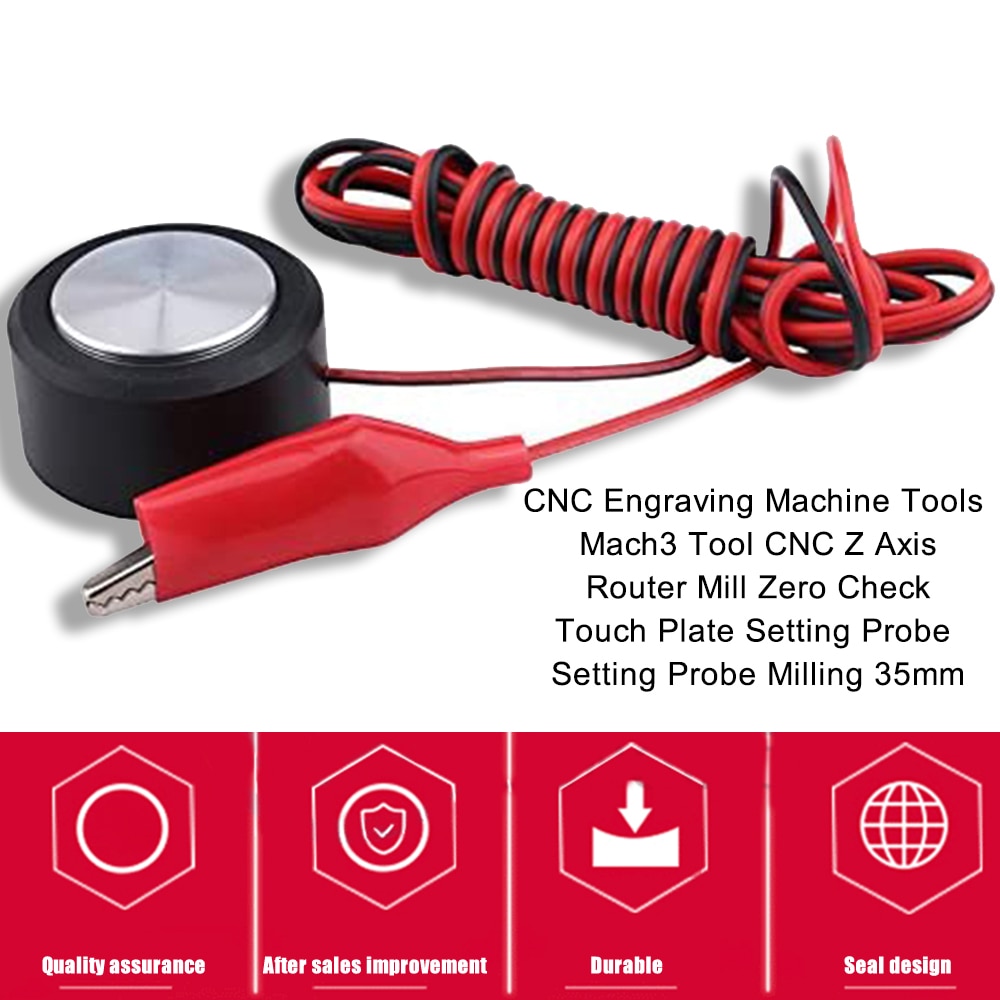 CNC Engraving Machine Tools Mach3 Tool CNC Z Axis Router Mill Zero Check Touch Plate Setting Probe Setting Probe Milling 35mm