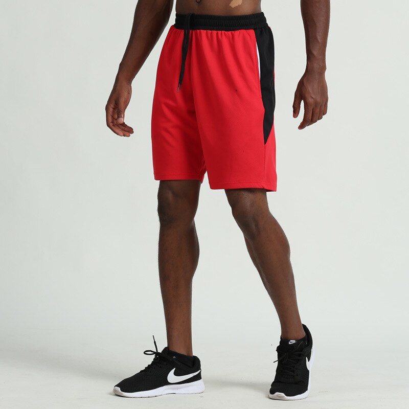 For treningshorts menns utendørs løpesportshorts menns uformelle pustende hurtigtørrende basketballshorts: Rød / Xxl