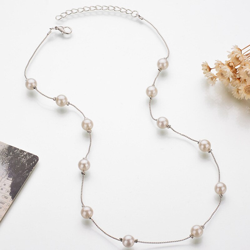 Monili delle donne collier Catena Imitazione Della Catena Della Perla e Collana di Gioielli Da Sposa Da Sposa Bianco Della Collana degli uomini & delle Donne regalo Nec