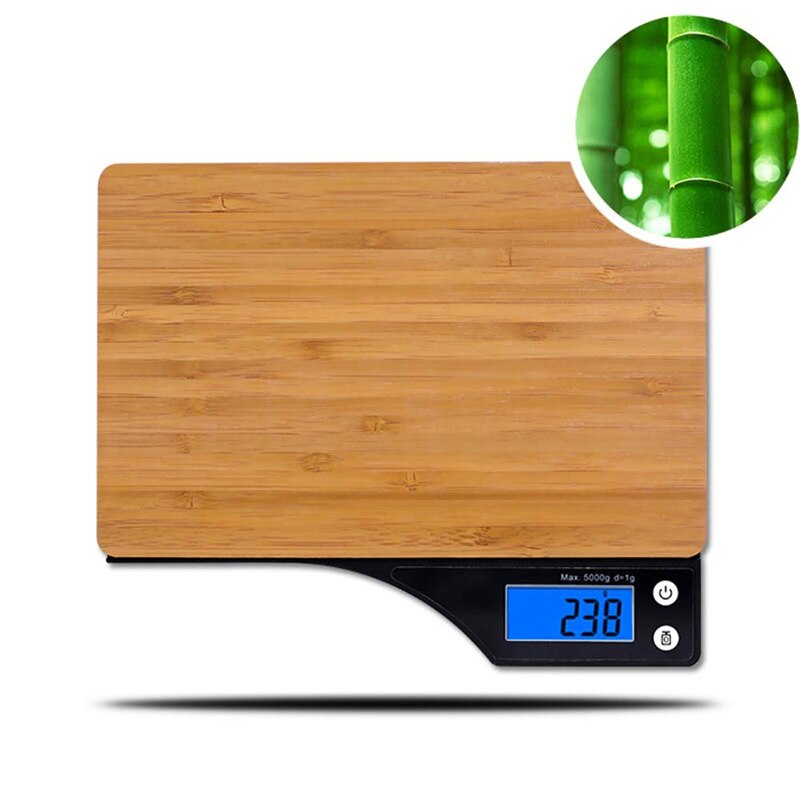 Digital madvægt, naturlig bambus platform, tara funktion og 11 lbs kapacitet til køkkenvægt digital vejning gram og ounce