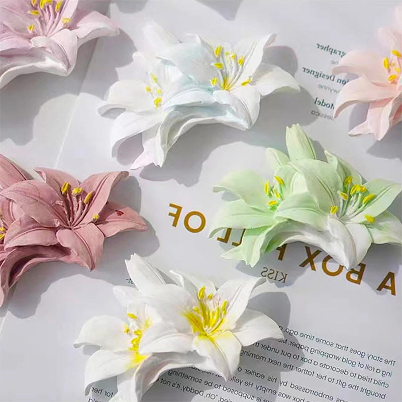 Lily Flower Silicone Mold DIY Handmade Car Fragrant Stone Aromatherapy Plaster Making Mould Fondant Decoration Candle Mold