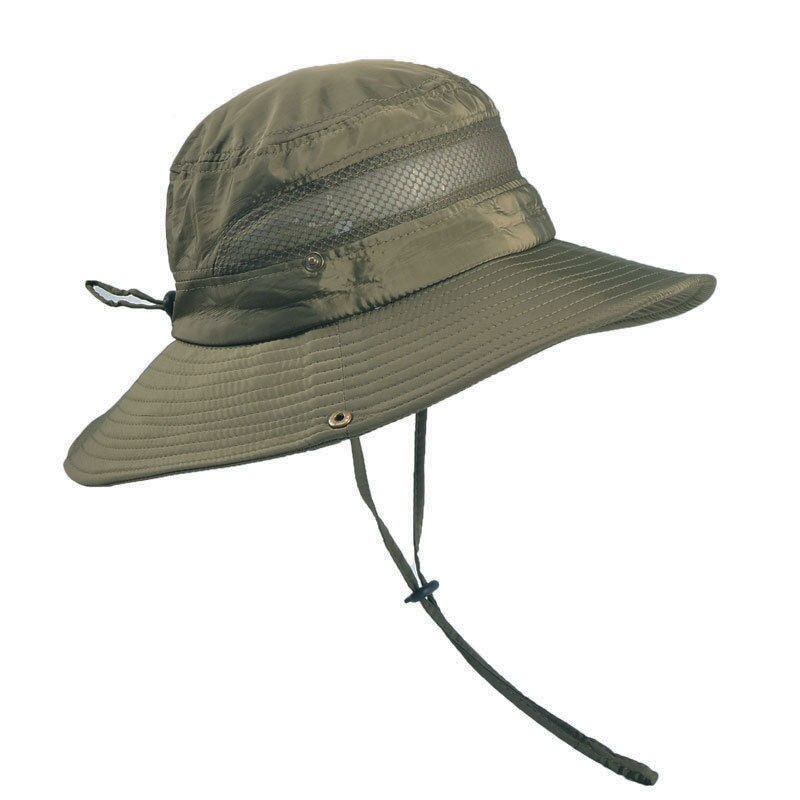 Outdoor Fishing Hiking Hat Men's Summer Sun Shade Sun Hat Summer UV Protection Fisherman Hat Male: Army Green