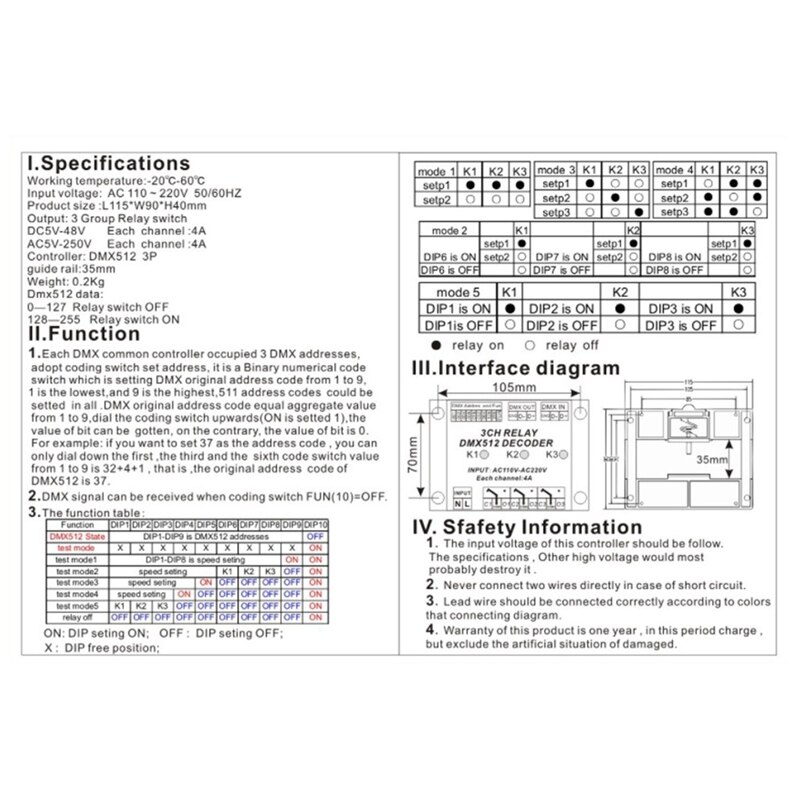 AC110-220V Controller Decoder Rgb Led Strip Verlichting DMX512 Relais Gebruik Voor Led Lampen