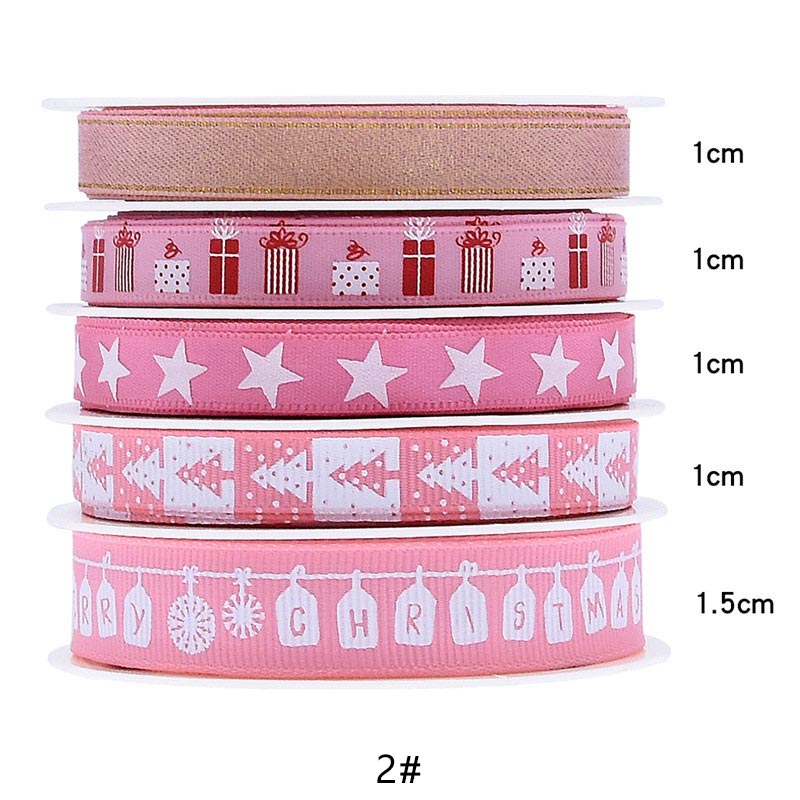 Polyester Weihnachten Thema Druck Band Set Home Textil Handwerk Dekoration Band 5 Meter/Farbe TJ1382: 2