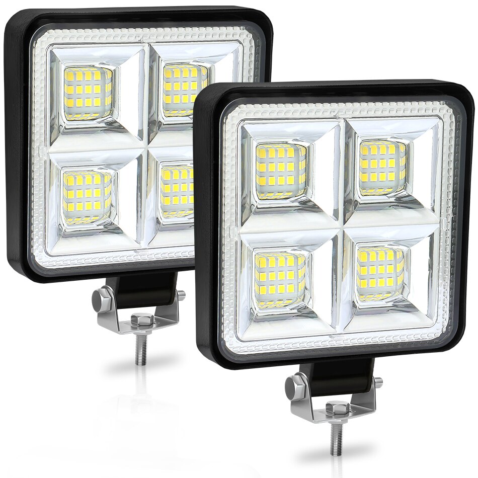 Car External Light 144W LED Work Light Bar Square Flood beam 24V 12V For Off road Truck 4X4 4WD Car SUV ATV Trailer Tractor Boat: 2PCS 4X12LED