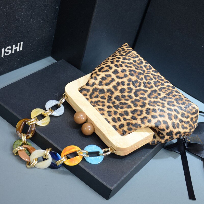 Handtasche Neue Netzwerk verrotten Koreanische Ausführung von der Westlichen Stil Leopard Holz Clip Bote Tasche frauen handtasche