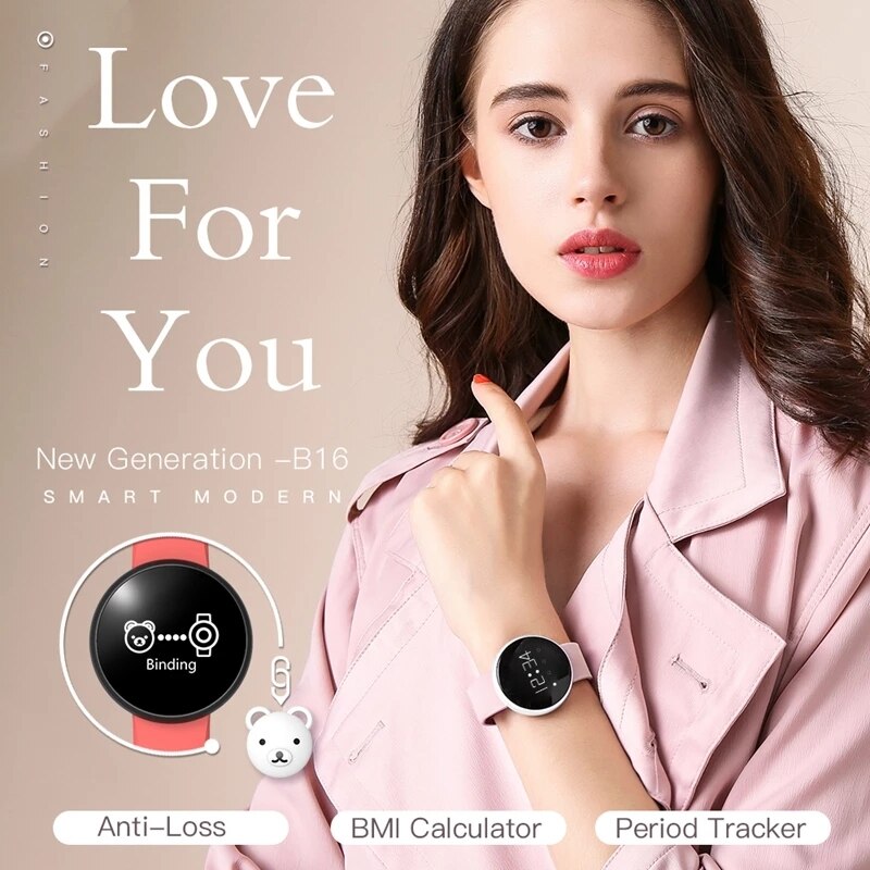 SKMEI B16 Smartwatch - Women's, Call Reminder, Sleep Tracker, Fitness Tracker, Round Display