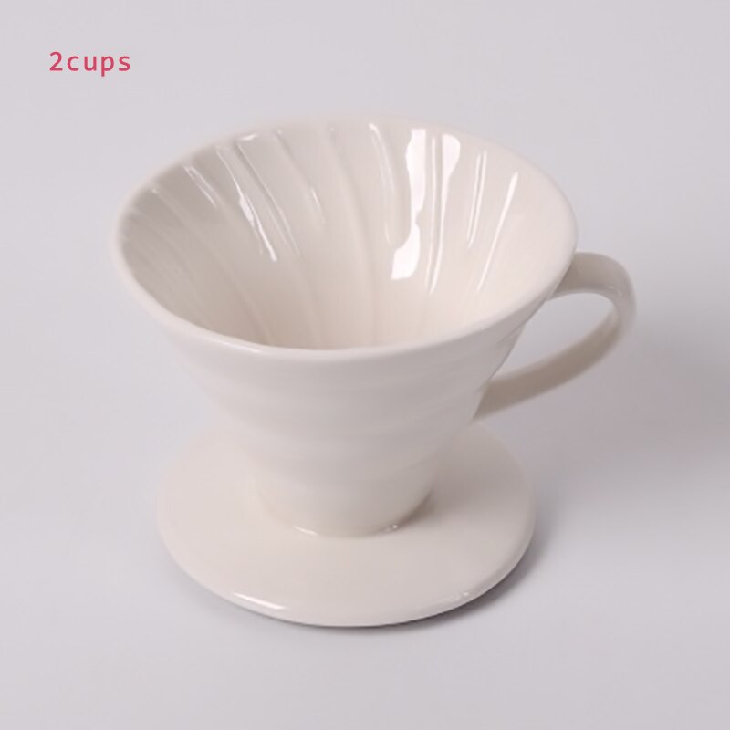 GUNOT Keramik Reusable Kaffee Tropf Filter Tasse Wärme Beständig V60 Stil Kaffee Tropf 2/4 Tassen Separaten Ständer Für kaffee Topf: White2cups